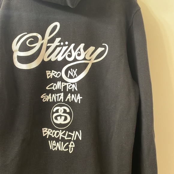 Men’s Stussy Black World Wide Zip Up Hoodie Size Large - Picture 6 of 7